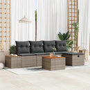 Havesofa Sæt med pude 6 pcs Grå Poly rattan