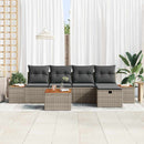 Havesofa Sæt med pude 6 pcs Grå Poly rattan
