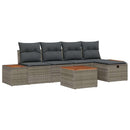 Havesofa Sæt med pude 6 pcs Grå Poly rattan