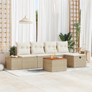 Havesofa Sæt med pude 6 pcs Beige Poly rattan