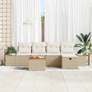 Havesofa Sæt med pude 6 pcs Beige Poly rattan