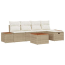 Havesofa Sæt med pude 6 pcs Beige Poly rattan