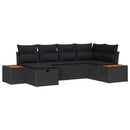 Havesofa Sæt med pude med opbevaring Sort polyrattan