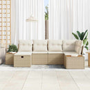 Havesofa Sæt med pude 6 pcs Beige Poly rattan