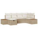 Havesofa Sæt med pude 6 pcs Beige Poly rattan