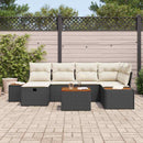 Havesofa Sæt med pude 7 pcs Sort 55 x 62 x 69 cm Poly rattan