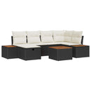 Havesofa Sæt med pude 7 pcs Sort 55 x 62 x 69 cm Poly rattan