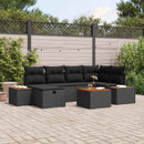 Havesofa Sæt med pude 7 pcs Sort 55 x 62 x 69 cm Poly rattan