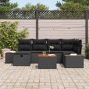 Havesofa Sæt med pude 7 pcs Sort 55 x 62 x 69 cm Poly rattan