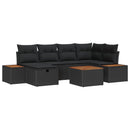 Havesofa Sæt med pude 7 pcs Sort 55 x 62 x 69 cm Poly rattan