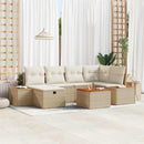 Havesofa Sæt med pude med opbevaring 7 pcs Beige polyrattan