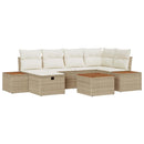 Havesofa Sæt med pude med opbevaring 7 pcs Beige polyrattan