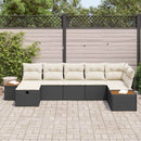 Havesofa Sæt med pude 7 pcs Sort Poly rattan