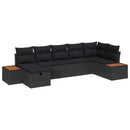 Havesofa Sæt med pude 7 pcs Sort Poly rattan