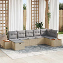 Havesofa Sæt med pude 7 pcs Beige Poly rattan