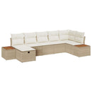 Havesofa Sæt med pude 7 pcs Beige Poly rattan