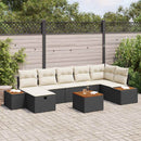 Havesofa Sæt med pude 8 pcs Sort Poly rattan