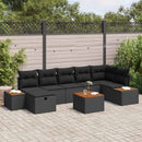Havesofa Sæt med pude 8 pcs Sort Poly rattan