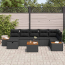 Havesofa Sæt med pude 8 pcs Sort Poly rattan