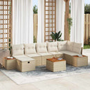 Havesofa Sæt med pude 8 pcs Beige Poly rattan