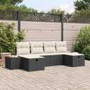 Havesofa Sæt med pude 6 pcs Sort 55 x 62 x 69 cm Poly rattan