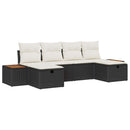 Havesofa Sæt med pude 6 pcs Sort 55 x 62 x 69 cm Poly rattan