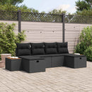 Havesofa Sæt med pude 6 pcs Sort 55 x 62 x 69 cm Poly rattan
