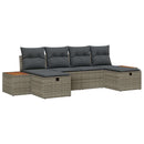 Havesofa Sæt med pude med opbevaring 6 pcs Grå polyrattan