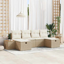 Havesofa Sæt med pude 6 pcs Beige Poly rattan