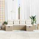 Havesofa Sæt med pude 6 pcs Beige Poly rattan
