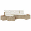 Havesofa Sæt med pude 6 pcs Beige Poly rattan