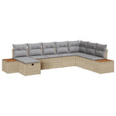 Havesofa Sæt med pude med opbevaring Beige polyrattan
