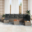 Havesofa Sæt med pude 9 pcs Grå Poly rattan