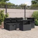 Havesofa Sæt 7 stk. Sort polyrattan