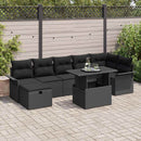 Havesofa Sæt 8 stk. Sort polyrattan