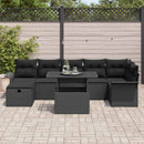 Havesofa Sæt 8 stk. Sort polyrattan