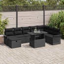 Havesofa Sæt 9 stk. Sort polyrattan