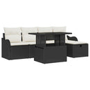 Havesofa Sæt med pude med opbevaring 6 pcs Sort Poly rattan