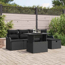 Havesofa Sæt 6 stk. Sort polyrattan