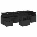 Havesofa Sæt 8 stk. Sort polyrattan