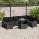 Havesofa Sæt 9 stk. Sort polyrattan