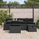 Havesofa Sæt 6 stk. Sort polyrattan