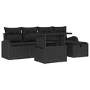 Havesofa Sæt 6 stk. Sort polyrattan