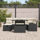 Havesofa Sæt med pude med opbevaring 7 pcs Sort Poly rattan