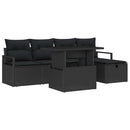 Havesofa Sæt 6 stk. Sort polyrattan