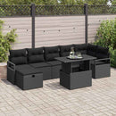 Havesofa Sæt 8 stk. Sort polyrattan