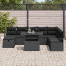 Havesofa Sæt 9 stk. Sort polyrattan