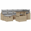 Havesofa Sæt 7 stk. Beige polyrattan