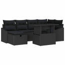 Havesofa Sæt 7 stk. Sort polyrattan