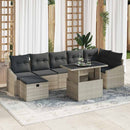 Havesofa Sæt 8 stk. Lysegrå polyrattan